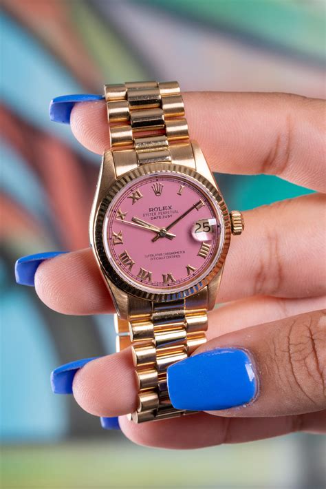 pink gold rolex watch|Rolex watch pink face.